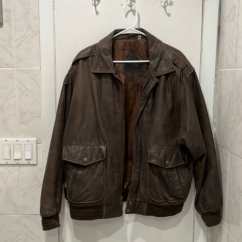 Brown leather jacket